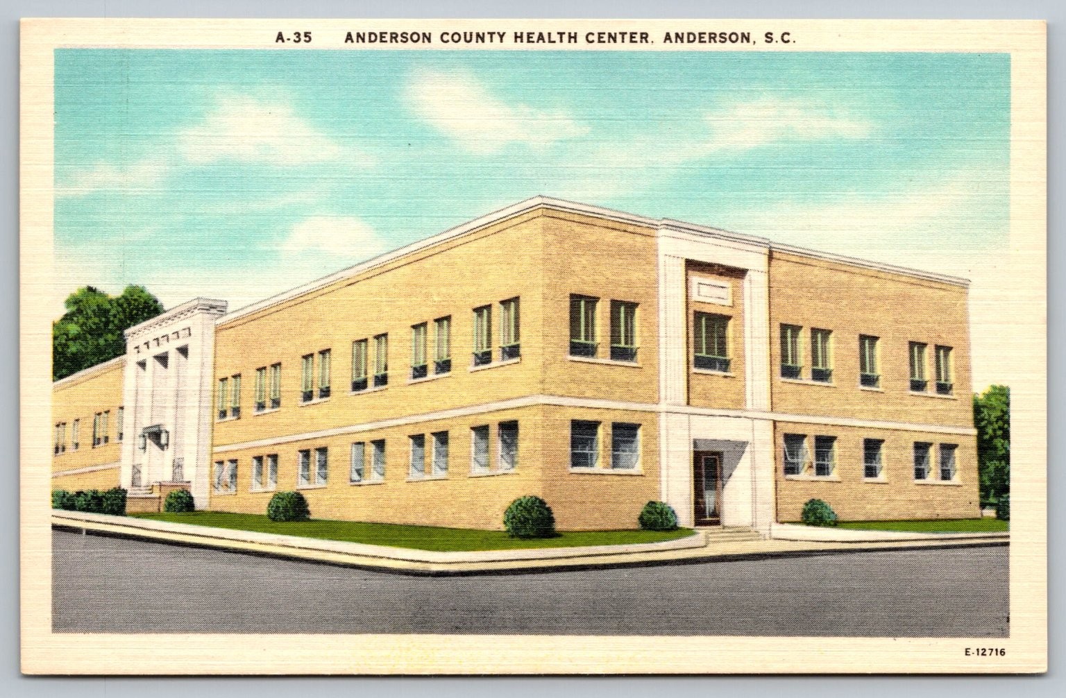 Vintage Linen Postcard Anderson County Health Center Anderson SC