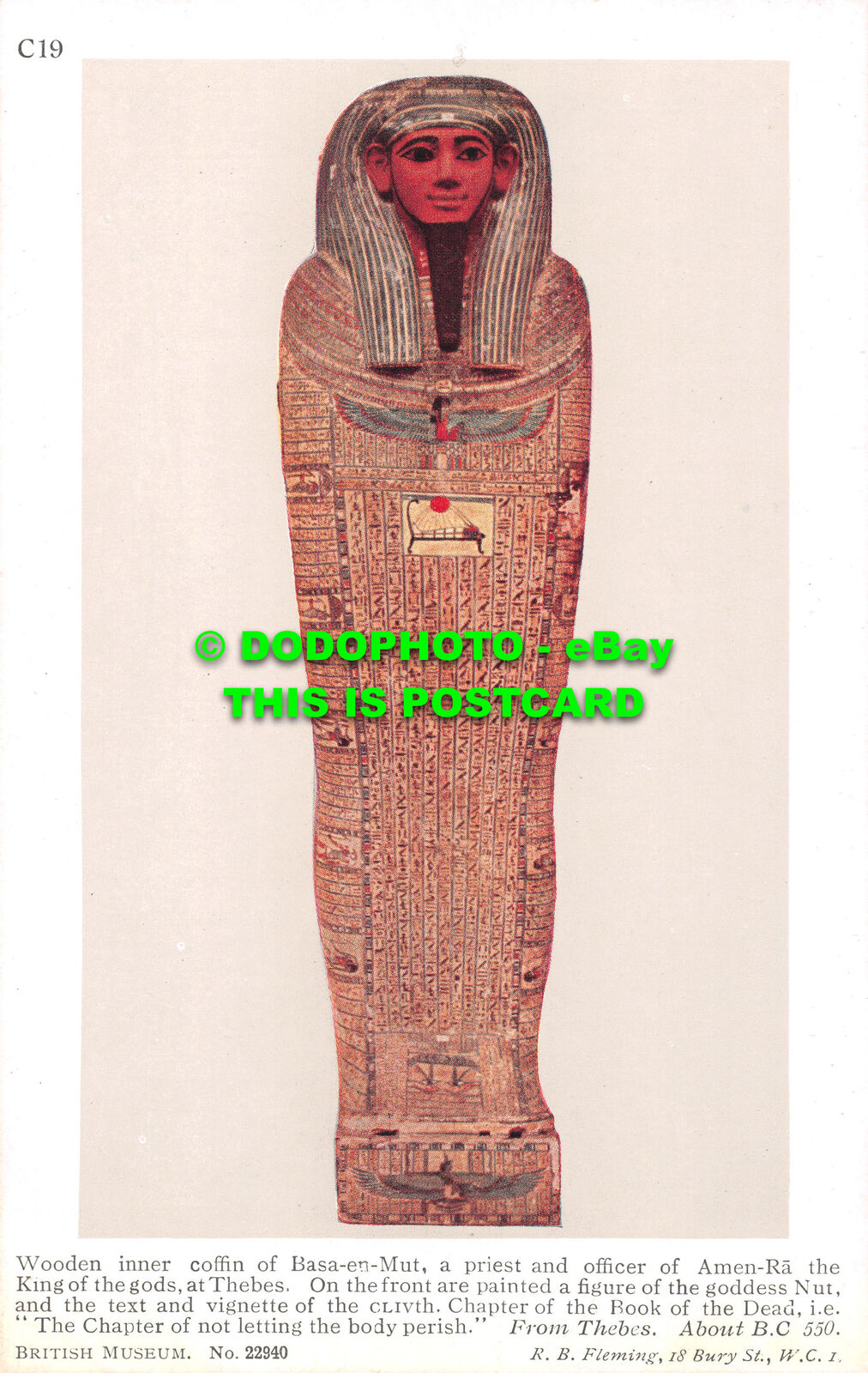 R487891 C19. Wooden inner coffin of Basa en Mut a priest and officer of Amen Ra