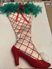 NEW Christhomas Corp High Heel Fishnet Feather Stocking DIVA Christmas Stocking picture