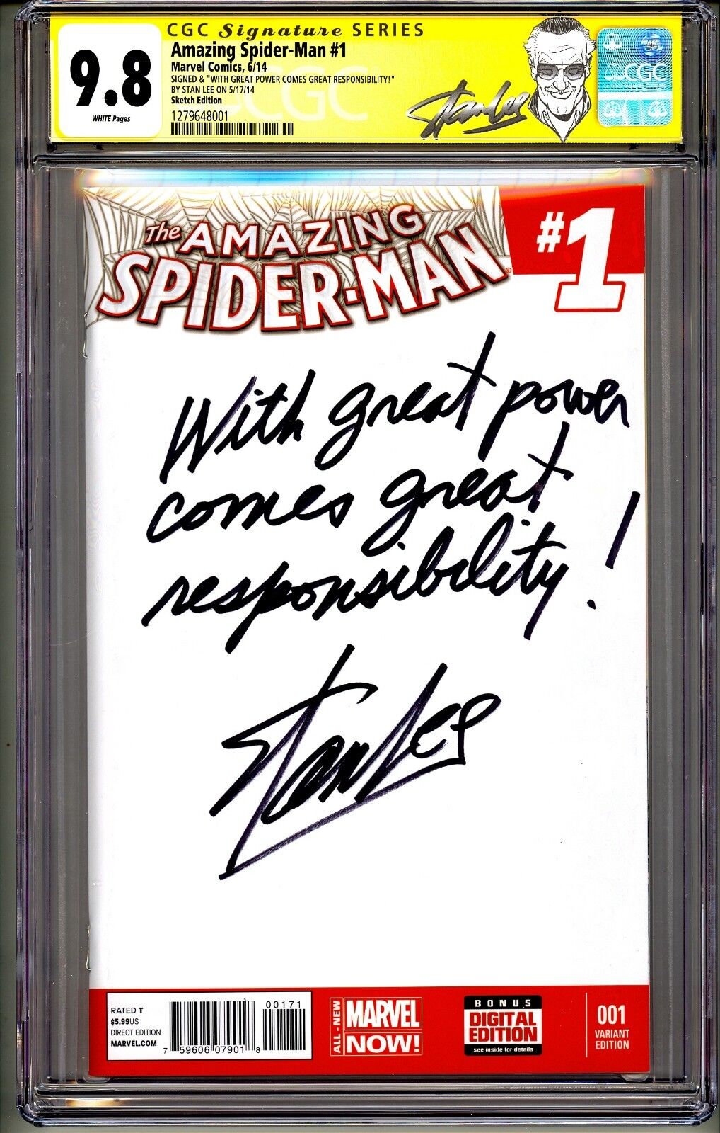 💥AMAZING SPIDER-MAN #1 CGC SS 9.8 STAN LEE QUOTE COMMENT WITH GREAT POWER COMES