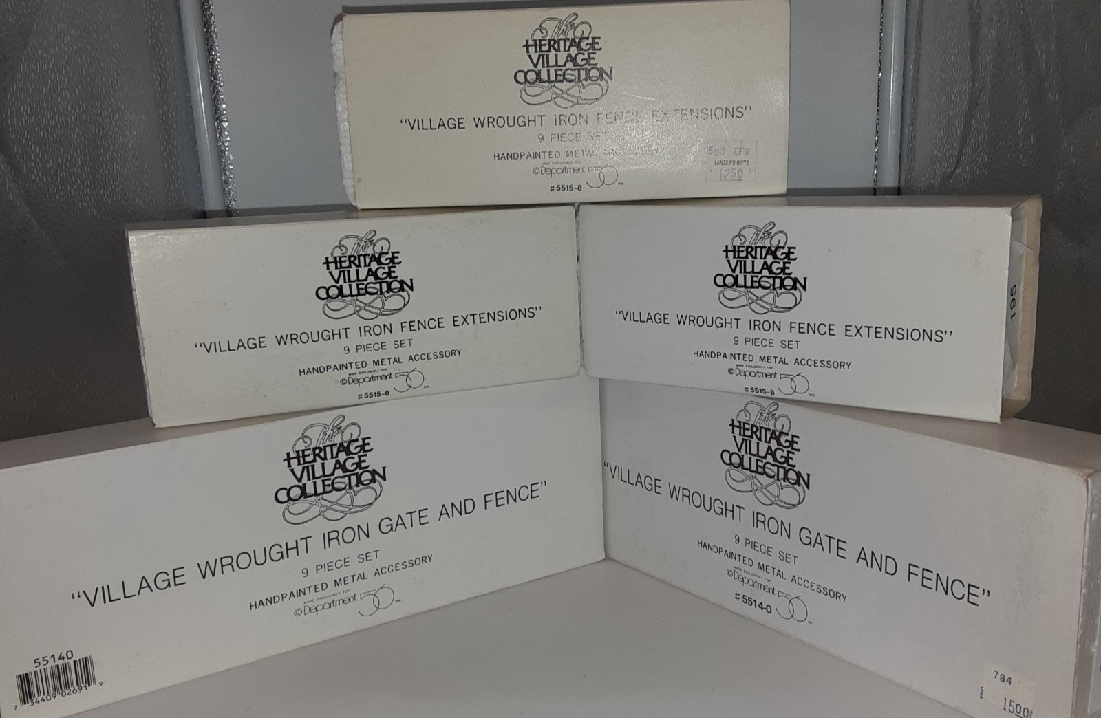 Dept 56 Village Wrought Iron Gate 55140 and Fence Extensions 55158 lot 5 Boxes