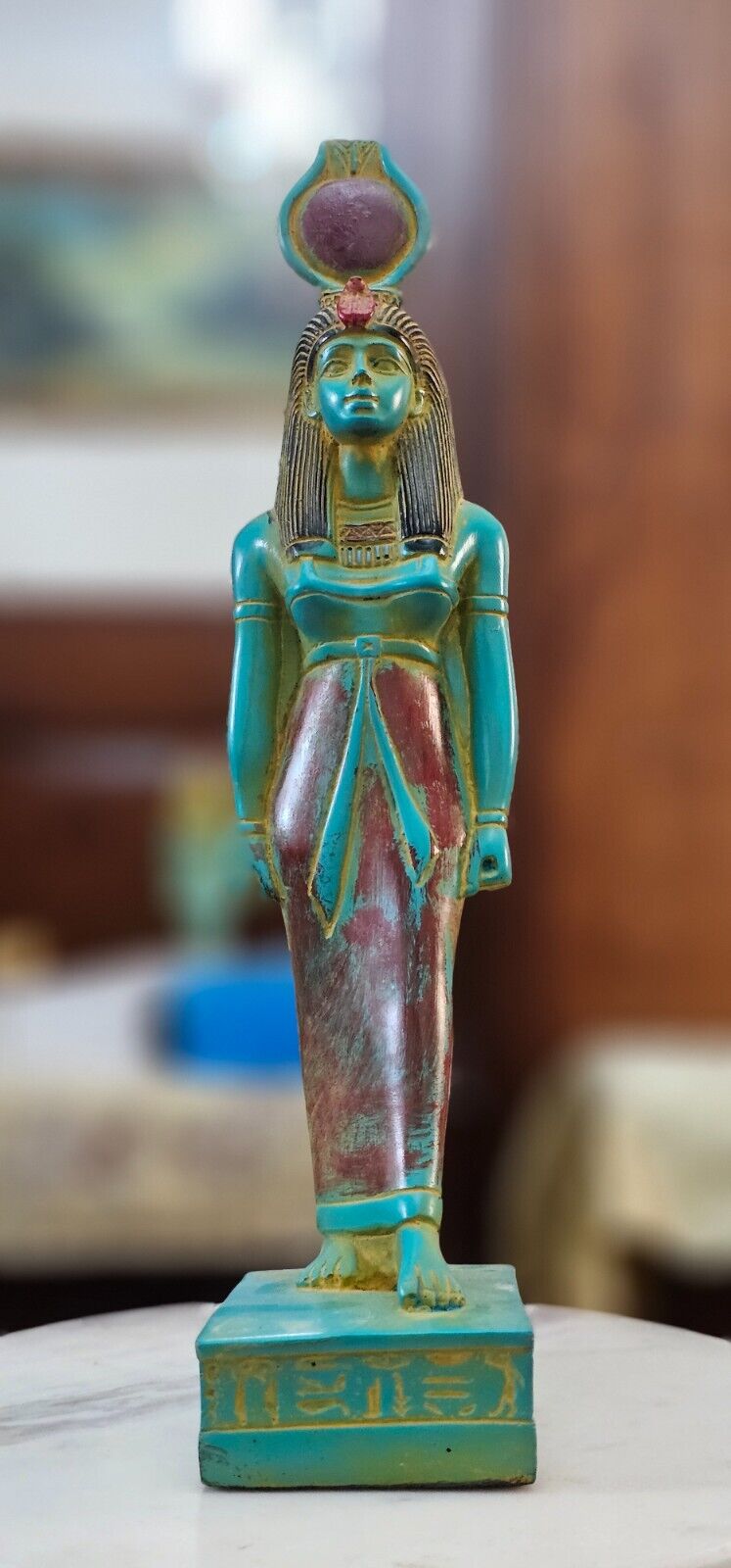 Goddess Hathor Statue with Sundisk , Egyptian Goddess Statue