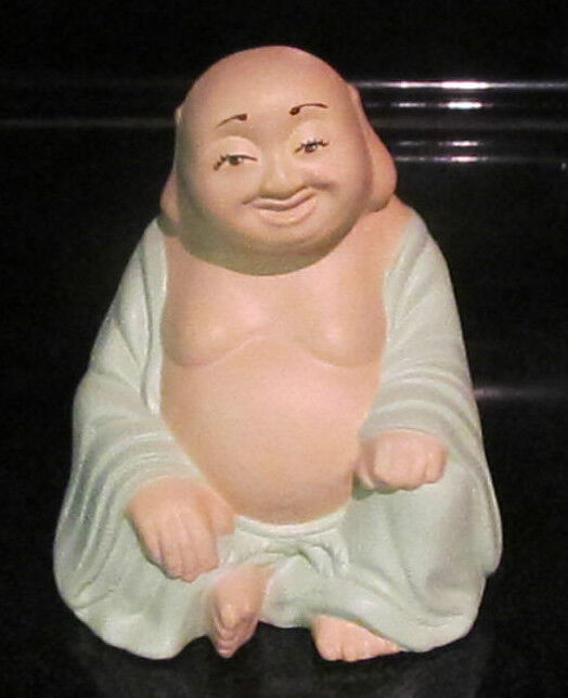 Ceramic China Chinese Buddah Priest Figurine Figure Budda Green Cloak Monk Bald