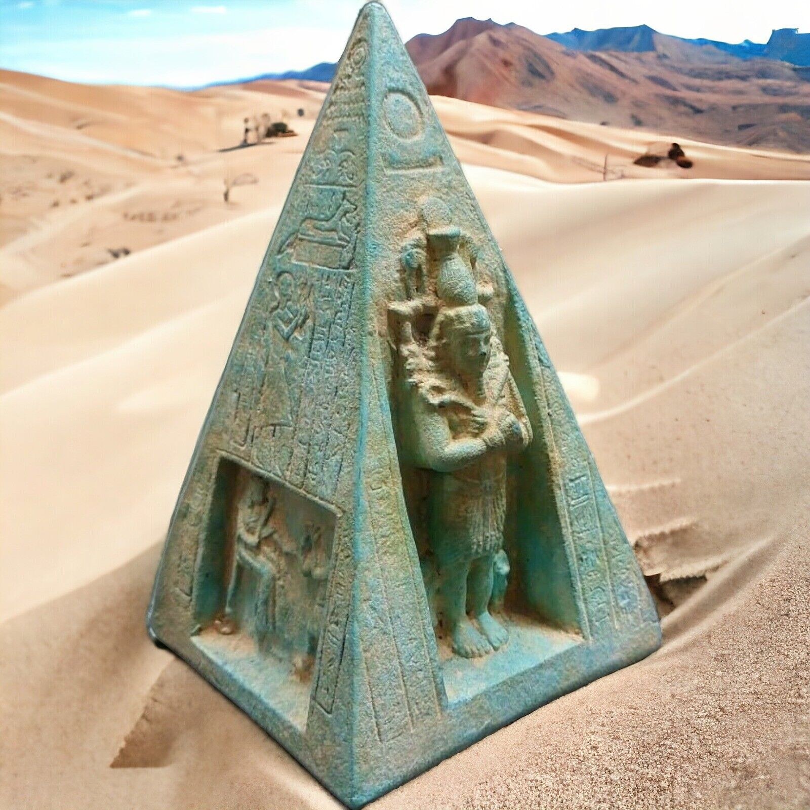Ancient Egyptian Statue Pyramid Horus & Osiris Hieroglyphic BC | Rare Find