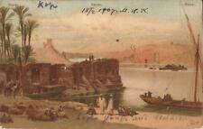 Aswan / Assuan, EGYPT - 1907 - ARTIST SIGNED C. Werner-  Nile, Felucca, pre-Dam picture