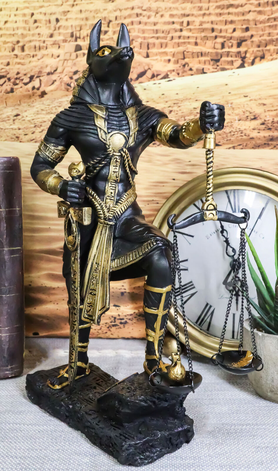 Ebros God Anubis with Scales of Justice Statue Figurine 10