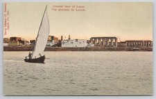 Luxor Egypt Nile River Felucca Boat Savoy Library N. Zachos Postcard picture