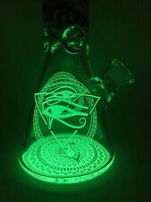 16.5” Glow-in-the-dark Tall Glass Bong Hookah Water Pipe Egyptian Eye of Horus picture