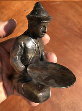 Asian Bronze Temple Holy Man With Offering picture