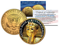 GOLD MASK OF TUTANKHAMUN 24K Gold Plated JFK Half Dollar US Coin KING TUT DEATH picture