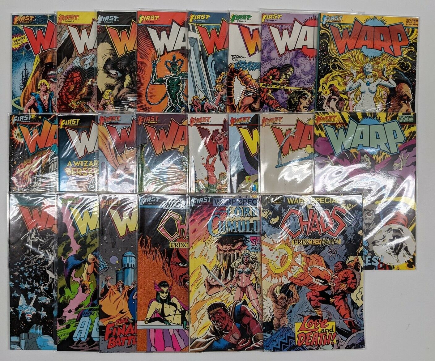 WARP 1-19 Plus Specials 1, 2, 3 Complete Set, Full Run, VF/NM First Comics 1983