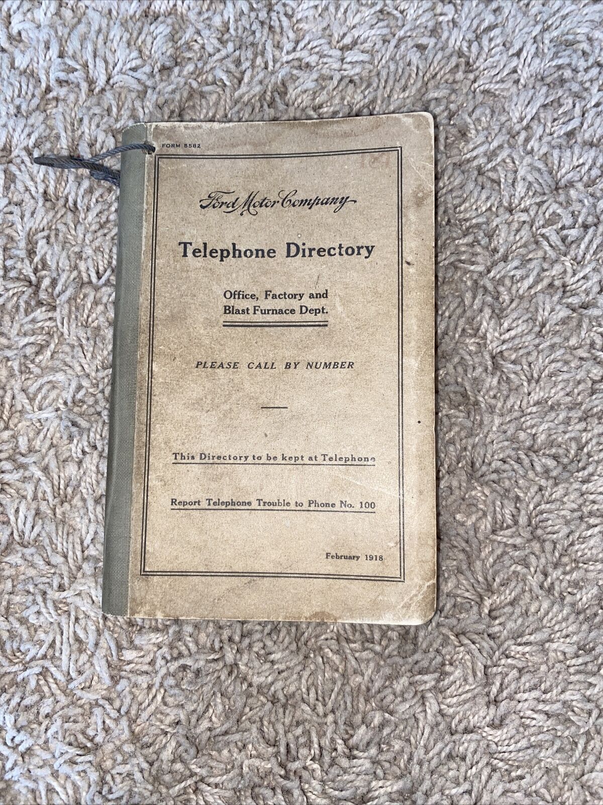 Authentic Original Ford Motor Company Telephone Directory Henry Ford 1918