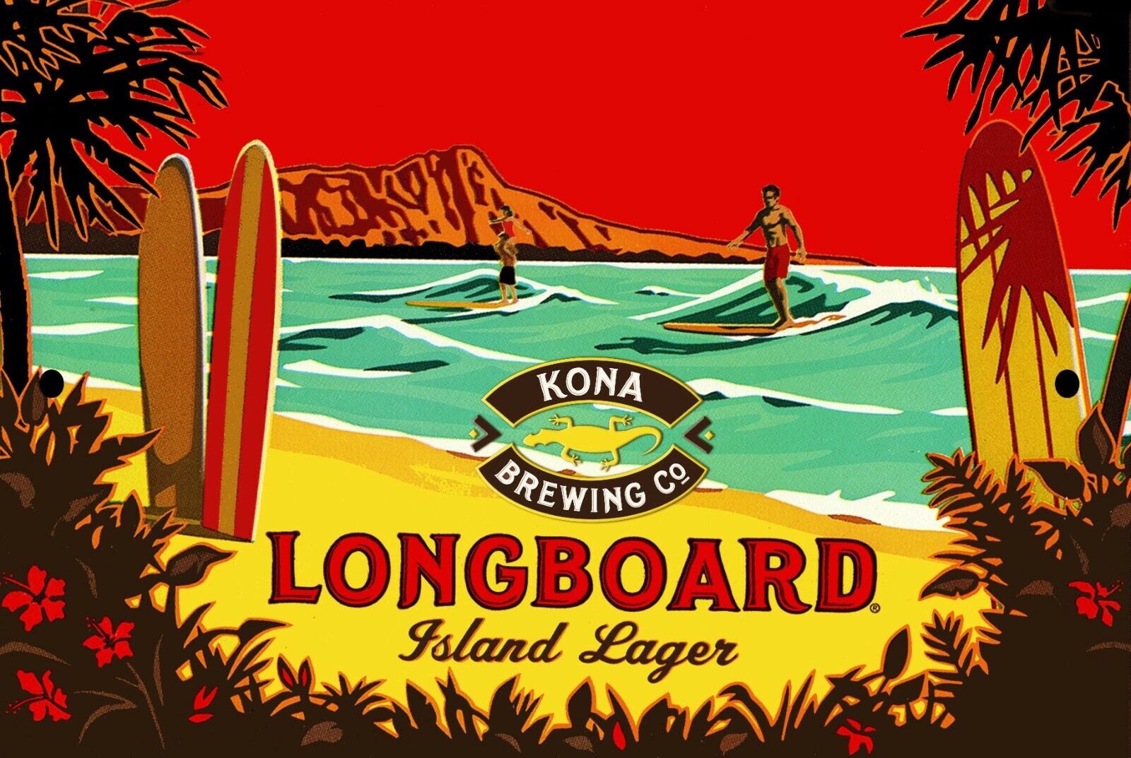 Longboard Island Lager - Liquid Aloha - Kona Brewing Beer metal sign NEW 8x12
