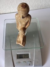 Antique Egyptian Limestone Statue - Goddess Isis & Horus Carved Stone 7