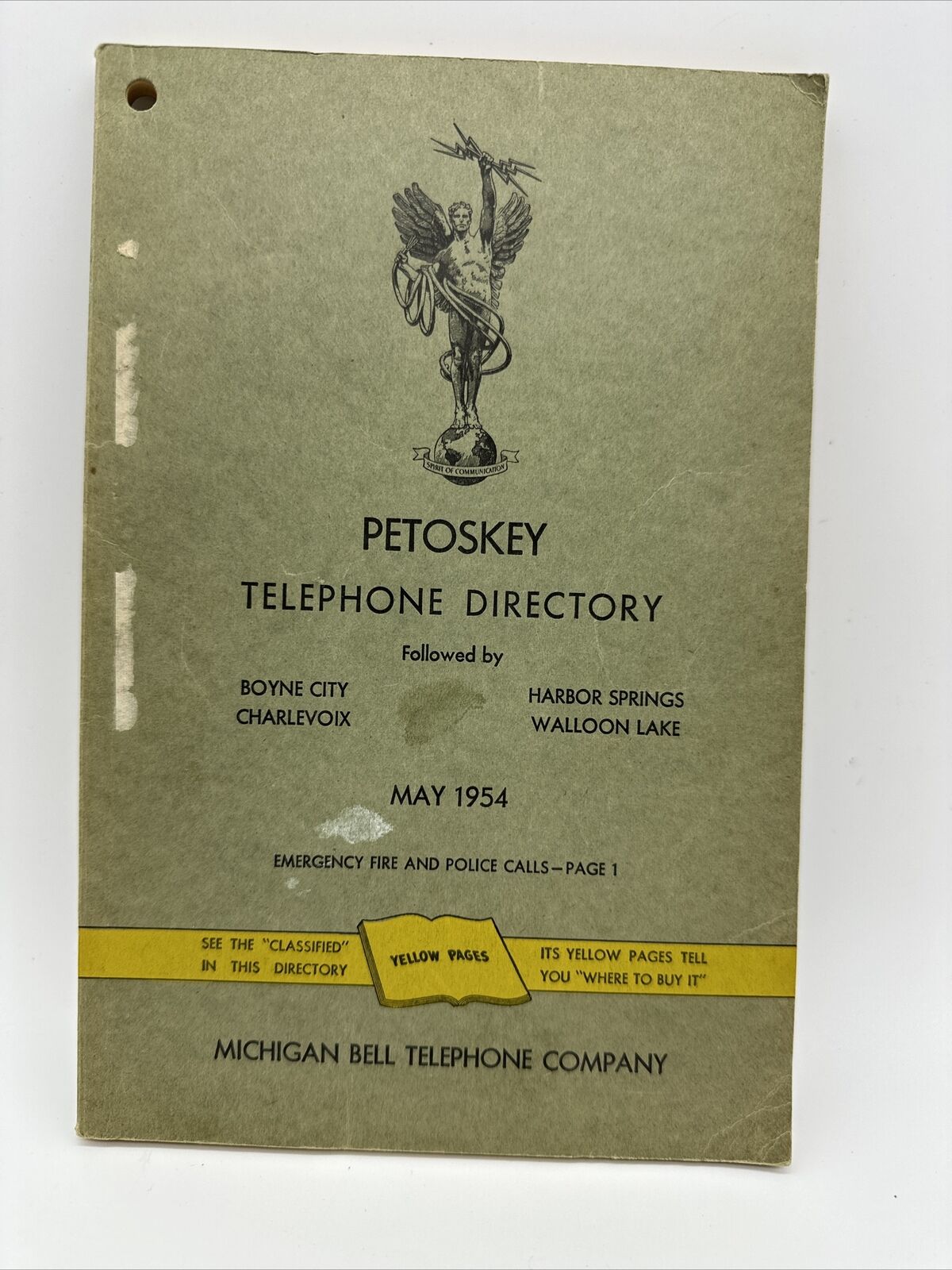 RARE 1954 Michigan Bell Petoskey MI TELEPHONE DIRECTORY phone book 5 digit #'s