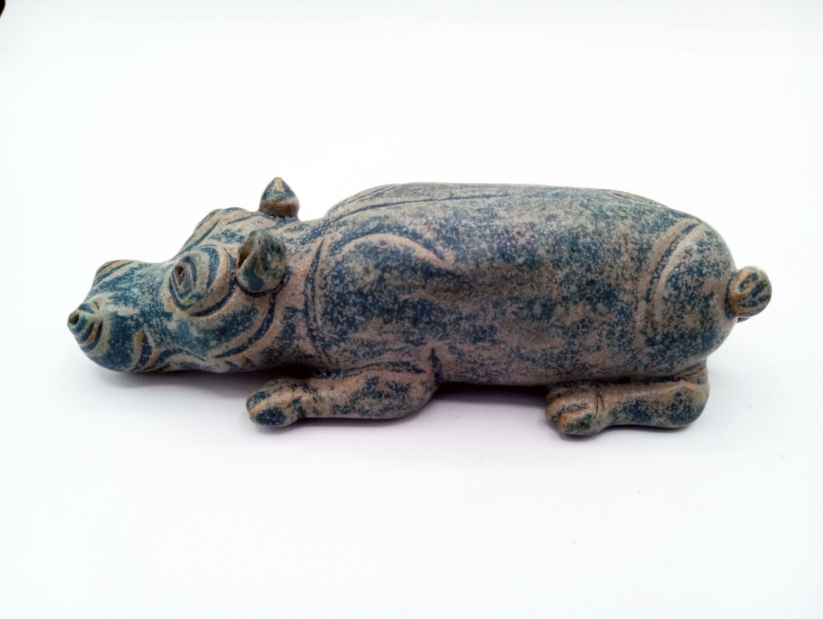 Hippo Stone Carved Taweret Egyptian Black Eyes Taurt Vintage Hippopotamus 4.5 Hippo Stone Carved Taweret Egyptian Black Eyes Taurt Vintage Hippopotamus 4.5