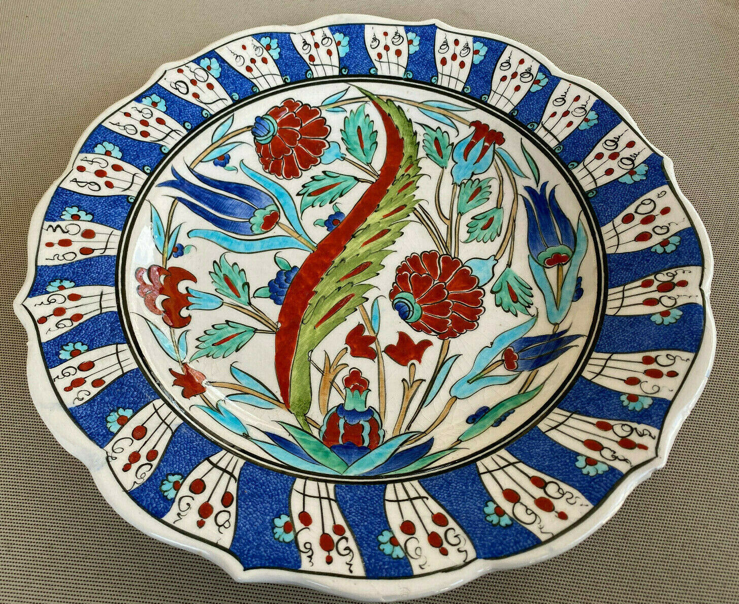 Round Platter Sir CA Handmade 14th c Bahri Faruk Avanos Turkey  Colorful Vintage