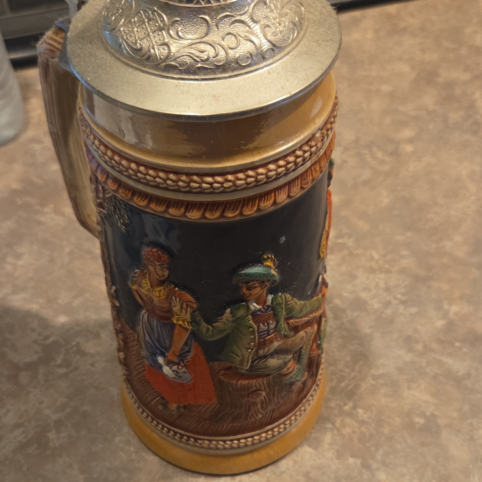 GEB Germany Lidded Beer Stein with Lid, Breweriana Collectible Mug GEB Germany Lidded Beer Stein with Lid, Breweriana Collectible Mug