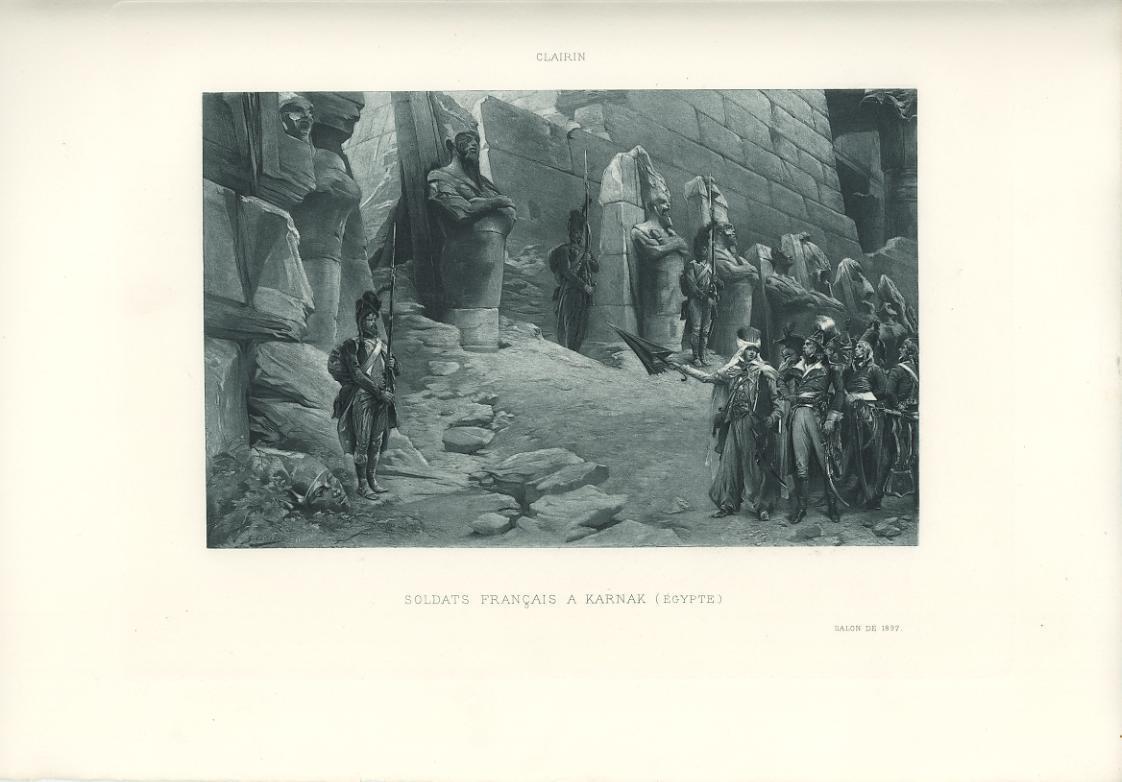 ANTIQUE FRENCH SOLDIERS AT PHARAOH KARNAK EGYPT TEMPLE PYRAMID EGYPTIAN PRINT