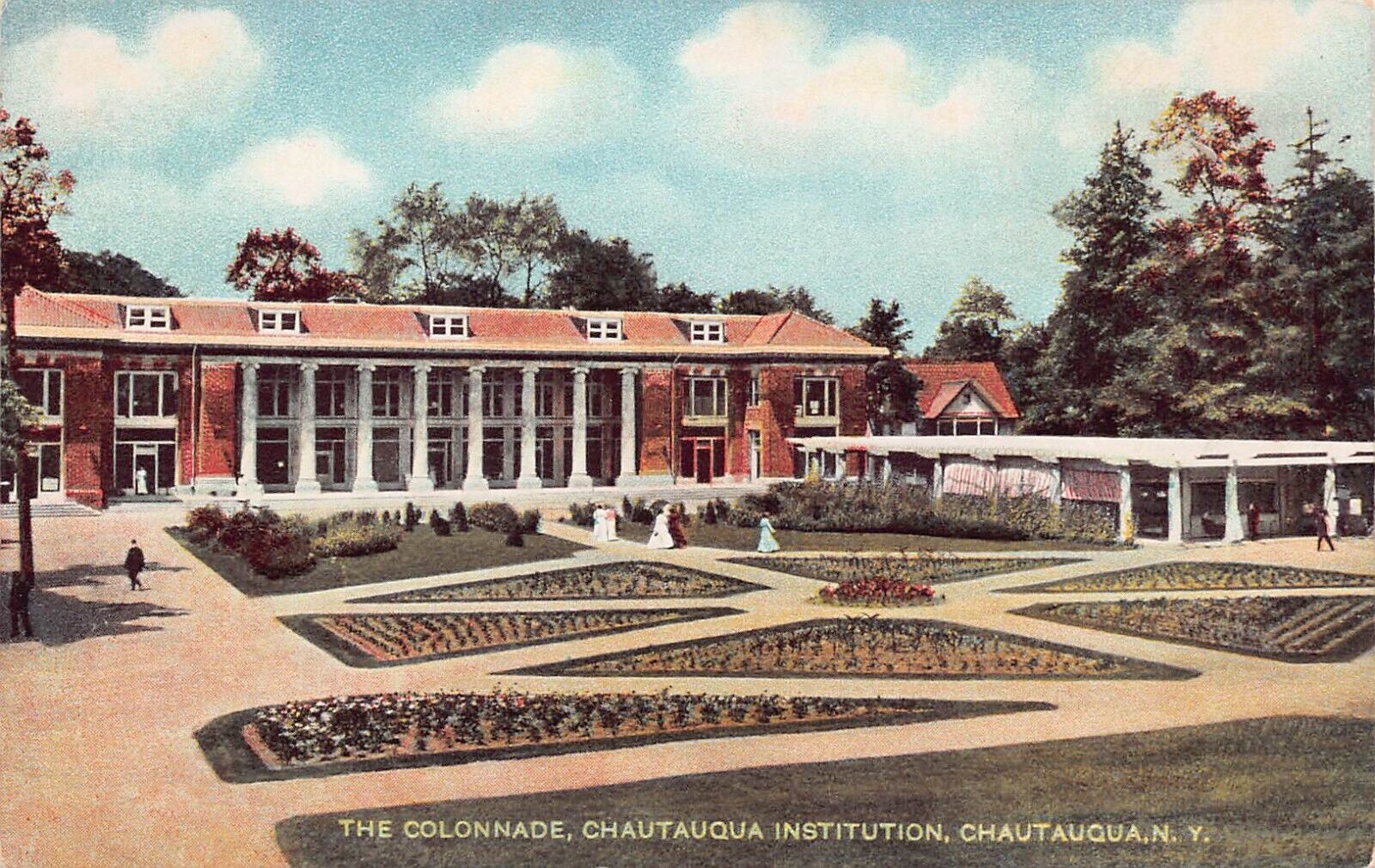 Chautauqua Institution NY Colonnade Bible Christian School Campus Postcard D4