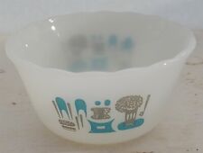 Vintage MCM Royal China Blue Heaven White Milk Glass Ramekin Pudding Dessert Cup picture