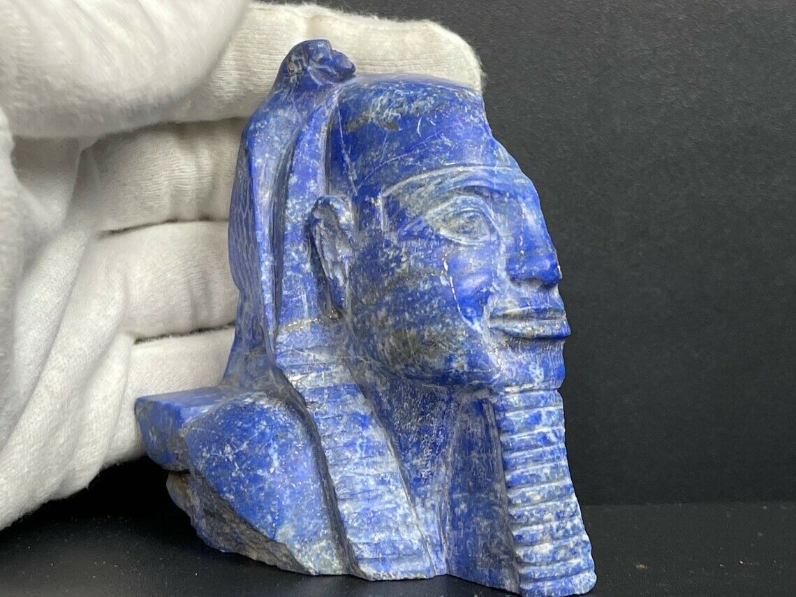 Lapis lazuli Head statue of king Chephern (Khafre), Rare Metaphoric ANTIQUE