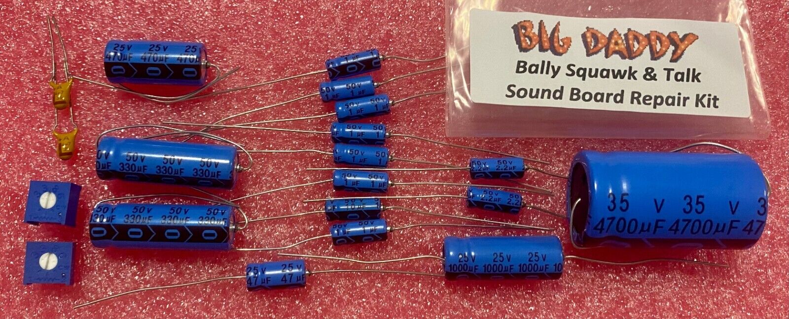 Squawk & Talk Sound Board Capacitor Repair Kit for Bally/Midway pinball machines