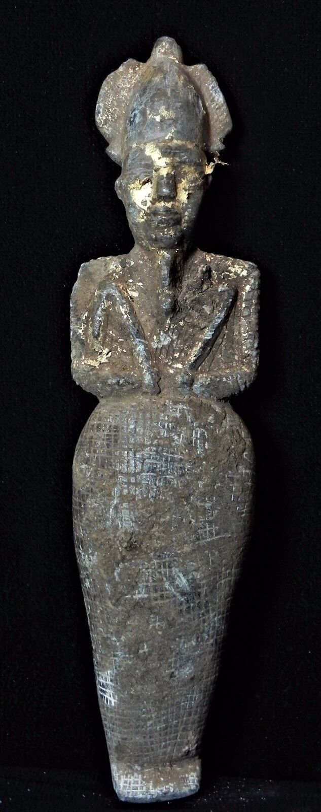 ZURQIEH - ANCIENT EGYPT, BEAUTIFUL GILDED SCHEST STONE OSIRIS. 600 - 65 B.C
