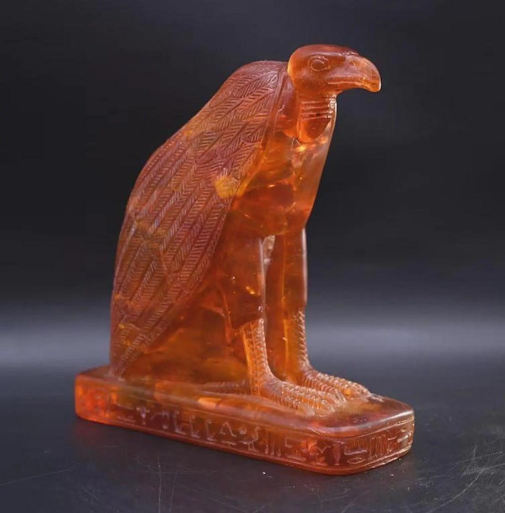 RARE ANCIENT EGYPTIAN ANTIQUITIES Statue Goddess Nekhbet Made Amber Egypt BC