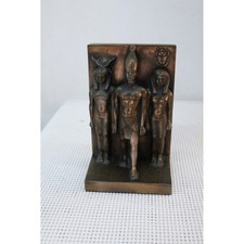 Unbranded Egyptian Triad Figurine Unisex OS Bronze Menkaure Statue Bookend picture