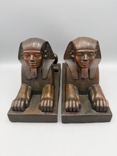 VINTAGE 2000s Pair of Resin David Ent Tanite Sphinxes of King Amenemhat III picture