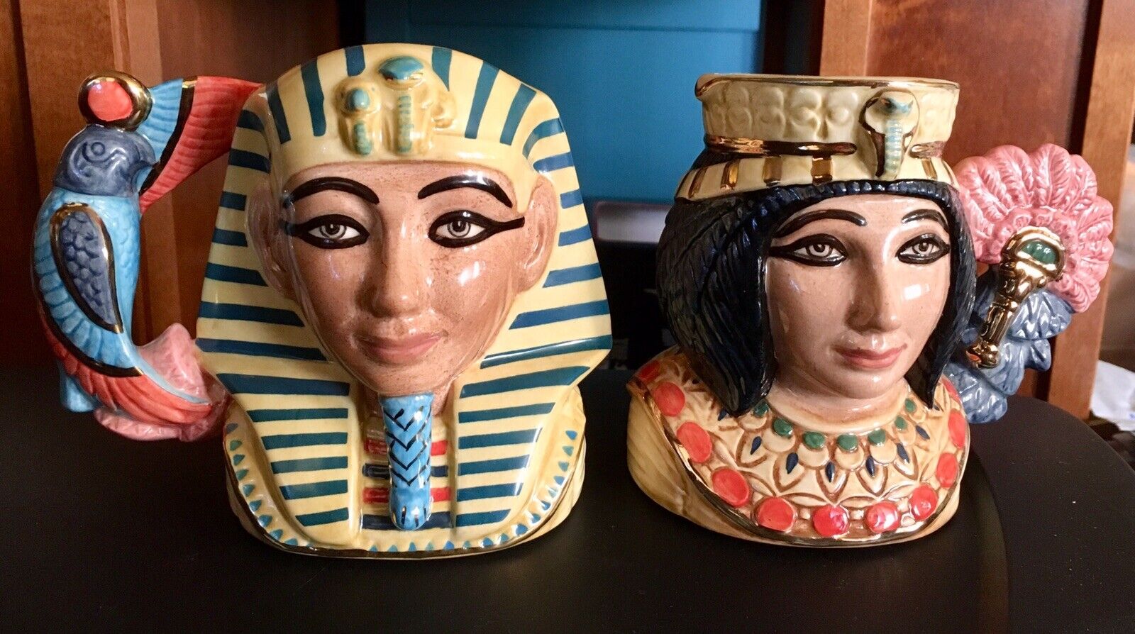 1998-99 RoyalDoulton Tutankhamun D7127 & Ankhesenamun D7128 LtdEd 1500 Each 4.5”