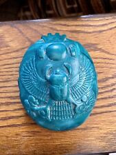 Large Egyptian Scarab Khepri 3.5” L Antique Style Malachite Green Made In Egypt picture
