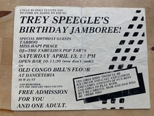 RARE 1985 - DANCETERIA invite - TREY SPEEGLE - TABBOO - HAPI PHACE - POP TARTS picture
