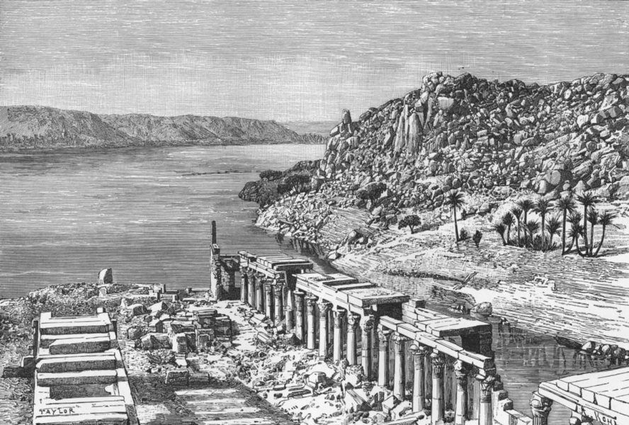 EGYPT. Nile-view Philae c1885 old antique vintage print picture