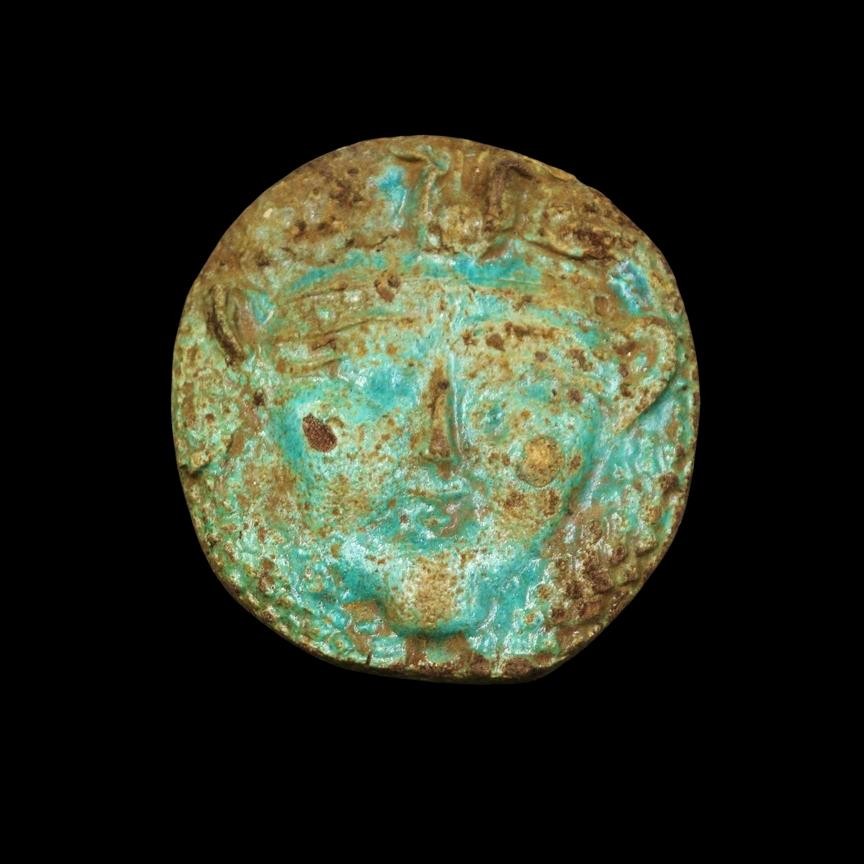 Authentic Old Antique Faience Amulet Mask of Ancient Egyptian Queen Tiye_UNIQUE Authentic Old Antique Faience Amulet Mask of Ancient Egyptian Queen Tiye_UNIQUE