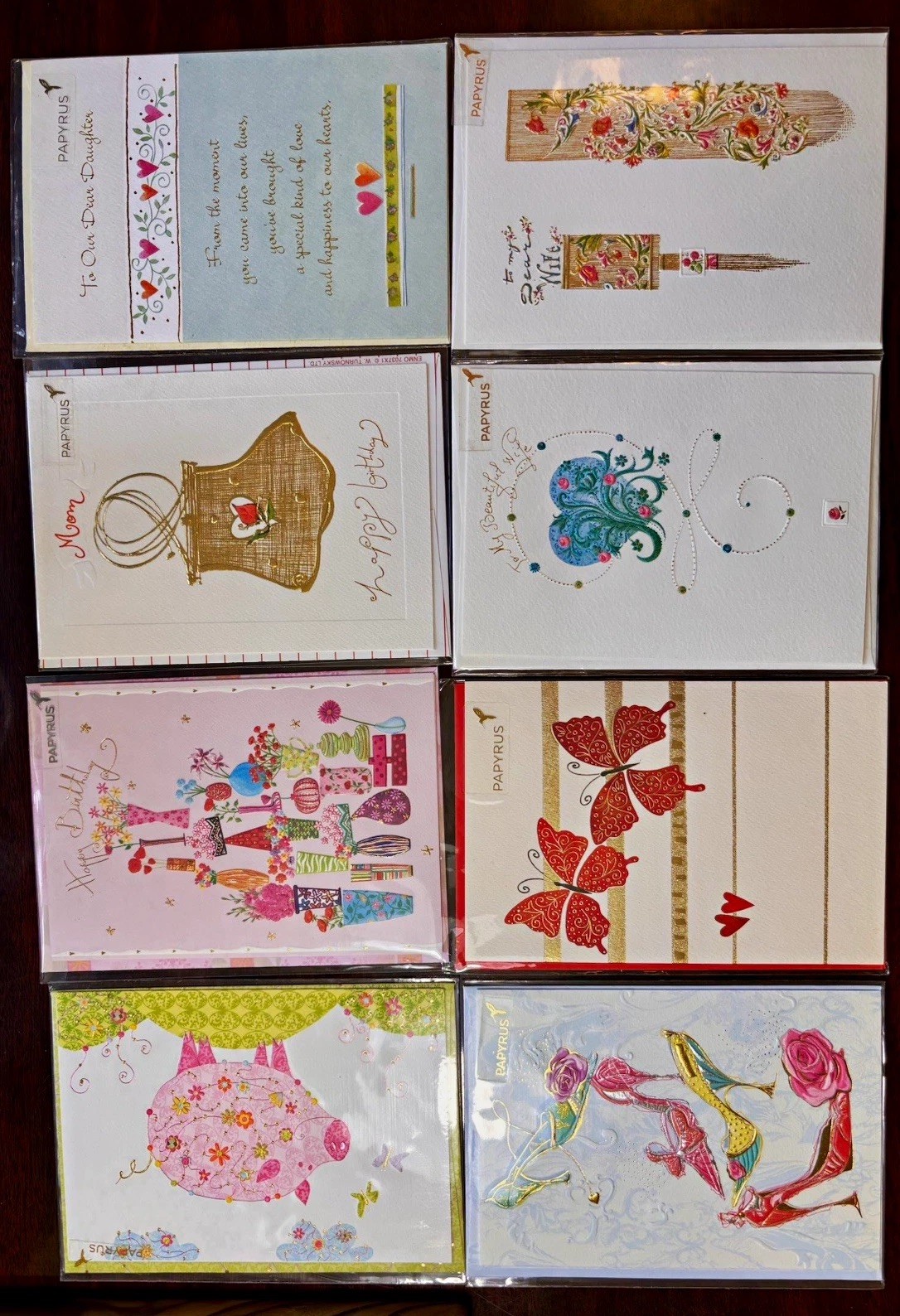 Papyrus Turnowsky & Other Greeting Cards Lot Of 8 Assorted