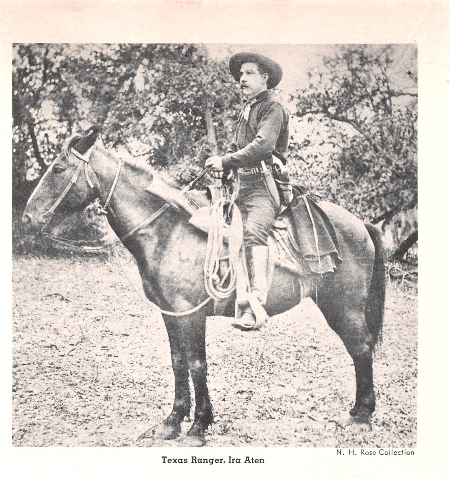 Texas Ranger Ira Aten on Horseback Pecos County Western Lawman Vintage Mag Image