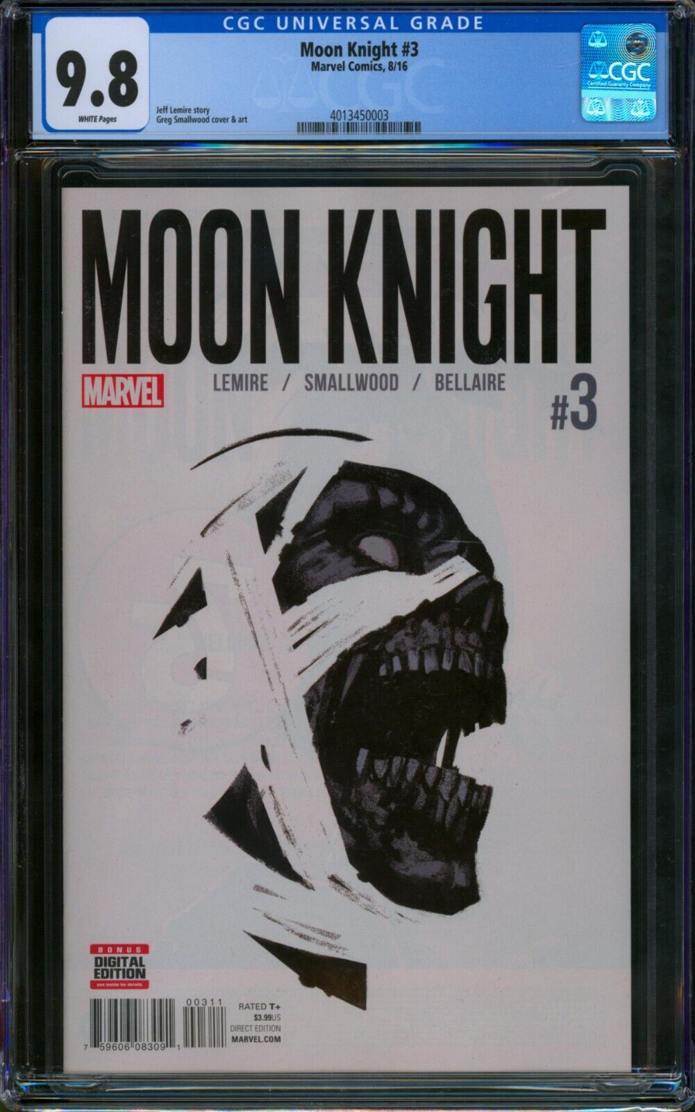 Moon Knight #3 (2016) ⭐ CGC 9.8 ⭐ Dr. Emmett Ammut Lemire Smallwood Marvel Comic