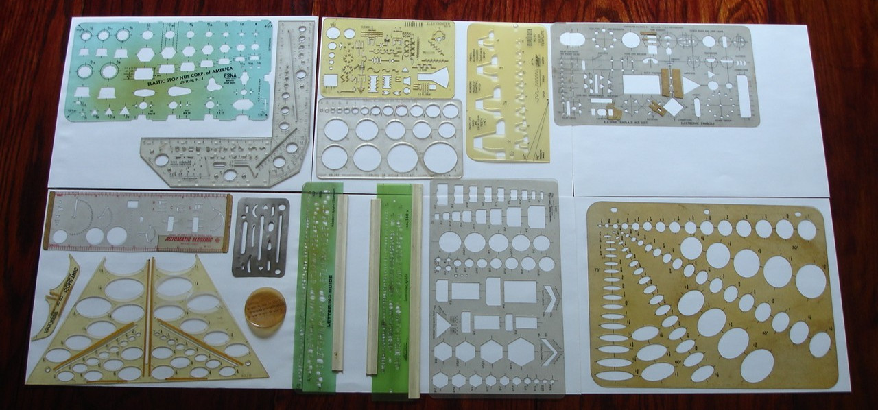 vtg Architectural drafting template stencil LOT electric sketch design plan tool