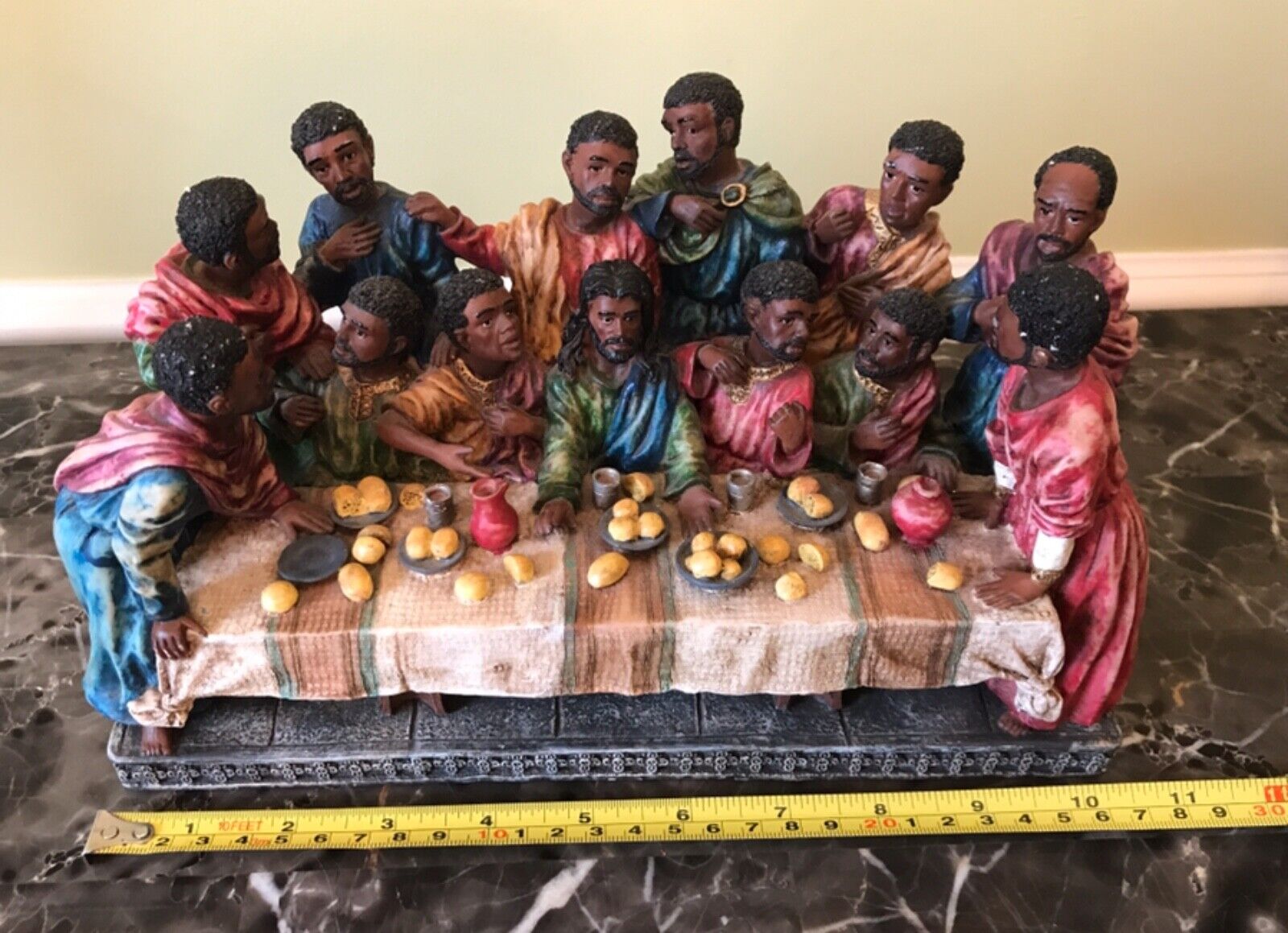 African American Last Supper Black Jesus & The 12 Disciples Painted Statue