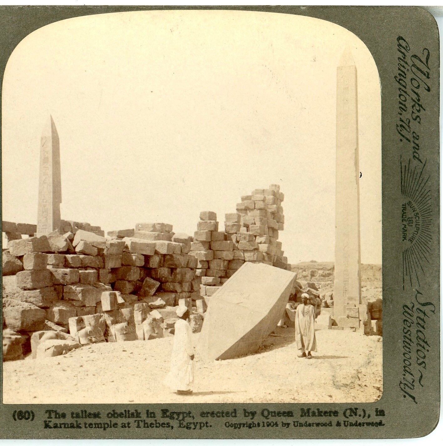 EGYPT, Tallest Obelisk in Egypt, Erected by Queen Makere, Karnak--Underwood #60
