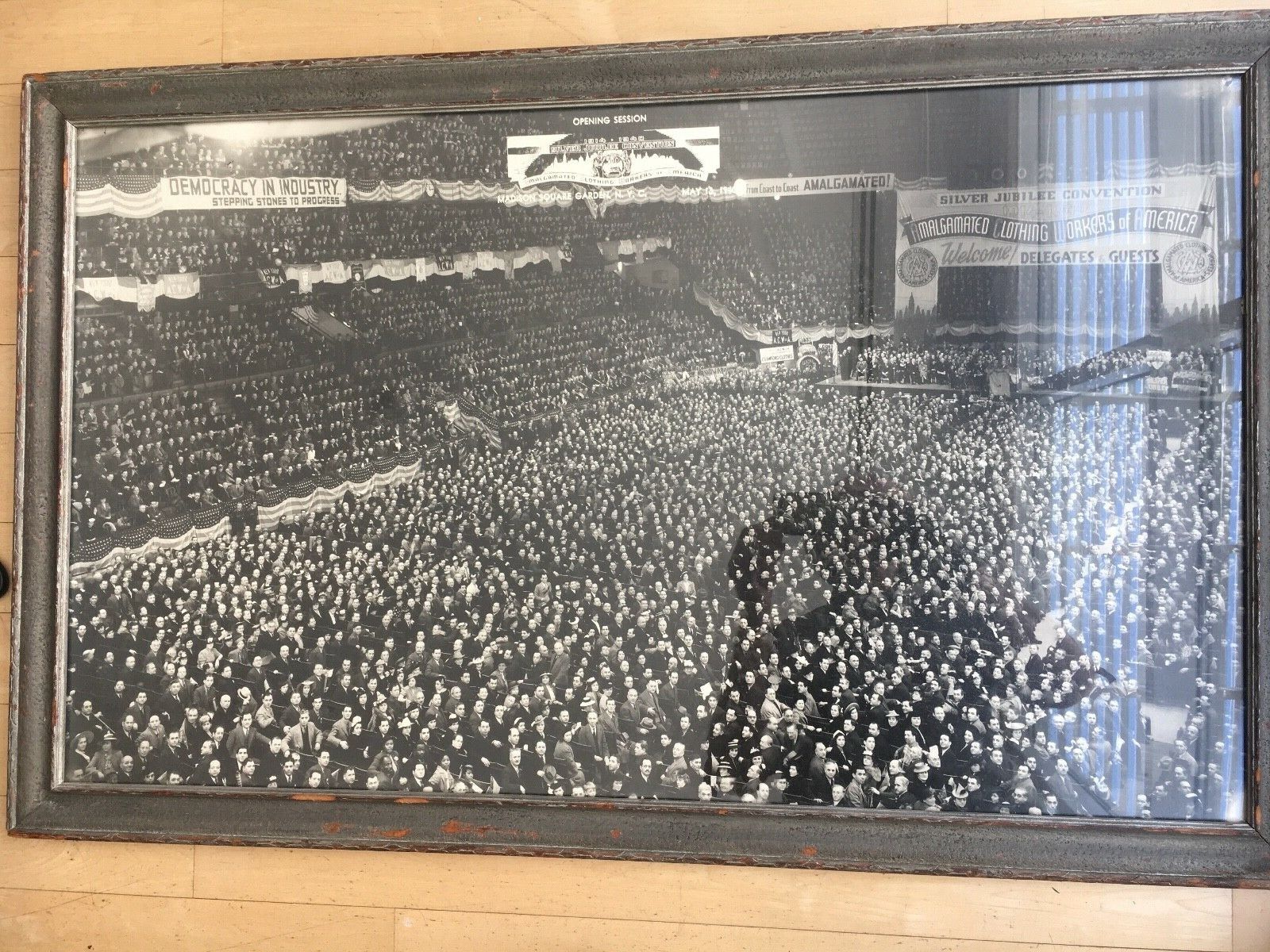 1940 SUPER RARE Large Panoramic Photograph Workers in Madison Square Gardens 