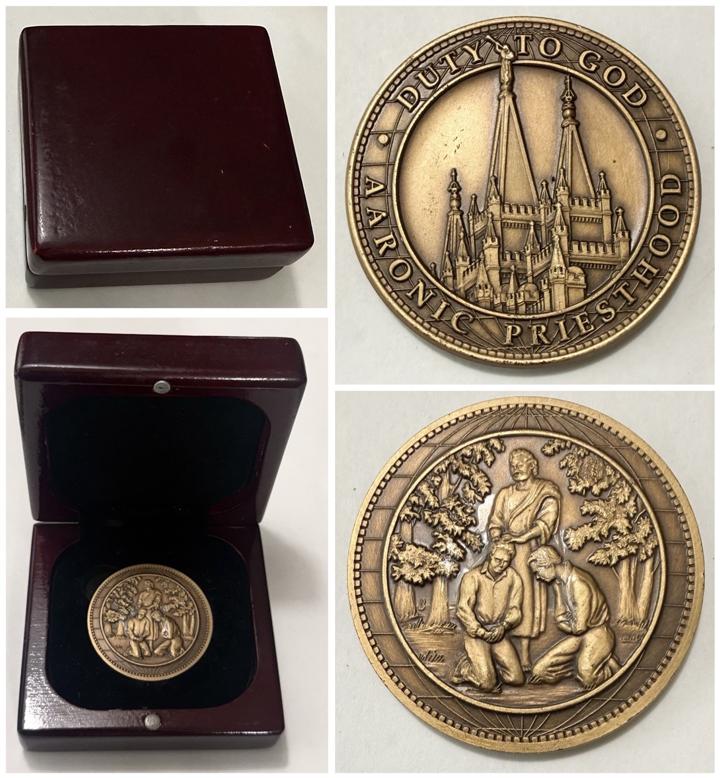 BSA LDS Duty to God Aaronic Priesthood Award Medal Mormon Wood Presentation Box BSA LDS Duty to God Aaronic Priesthood Award Medal Mormon Wood Presentation Box