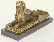 Signed Vintage Mythological Creature Sphinx Egyptian Art Seco Marble Sculpture picture