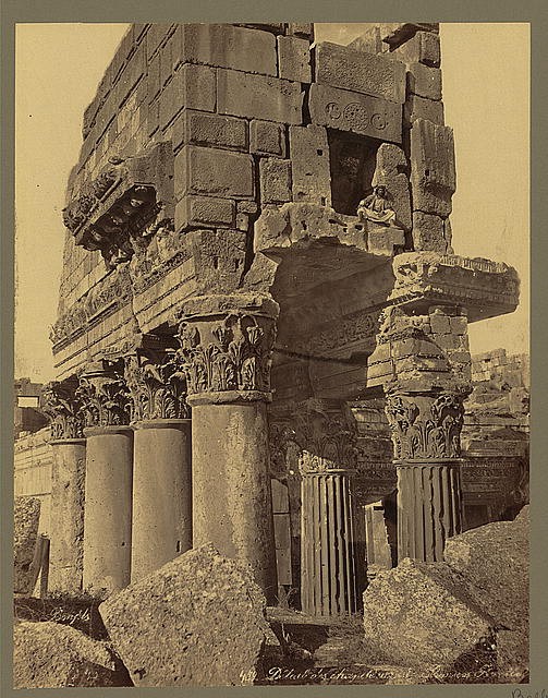 Photo:Baalbek Lebanon Temple of Bacchus Pronaos Peristyle 1860s Bonfils Photo:Baalbek Lebanon Temple of Bacchus Pronaos Peristyle 1860s Bonfils