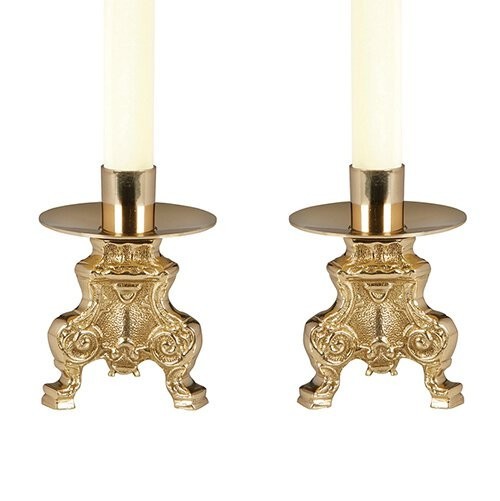 Pair Of  Altar Brass Candlesticks - Small, Holy Eucharistic Church Accessory