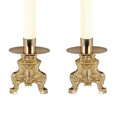 Pair Of Altar Brass Candlesticks - Small, Holy Eucharistic Church Accessory picture