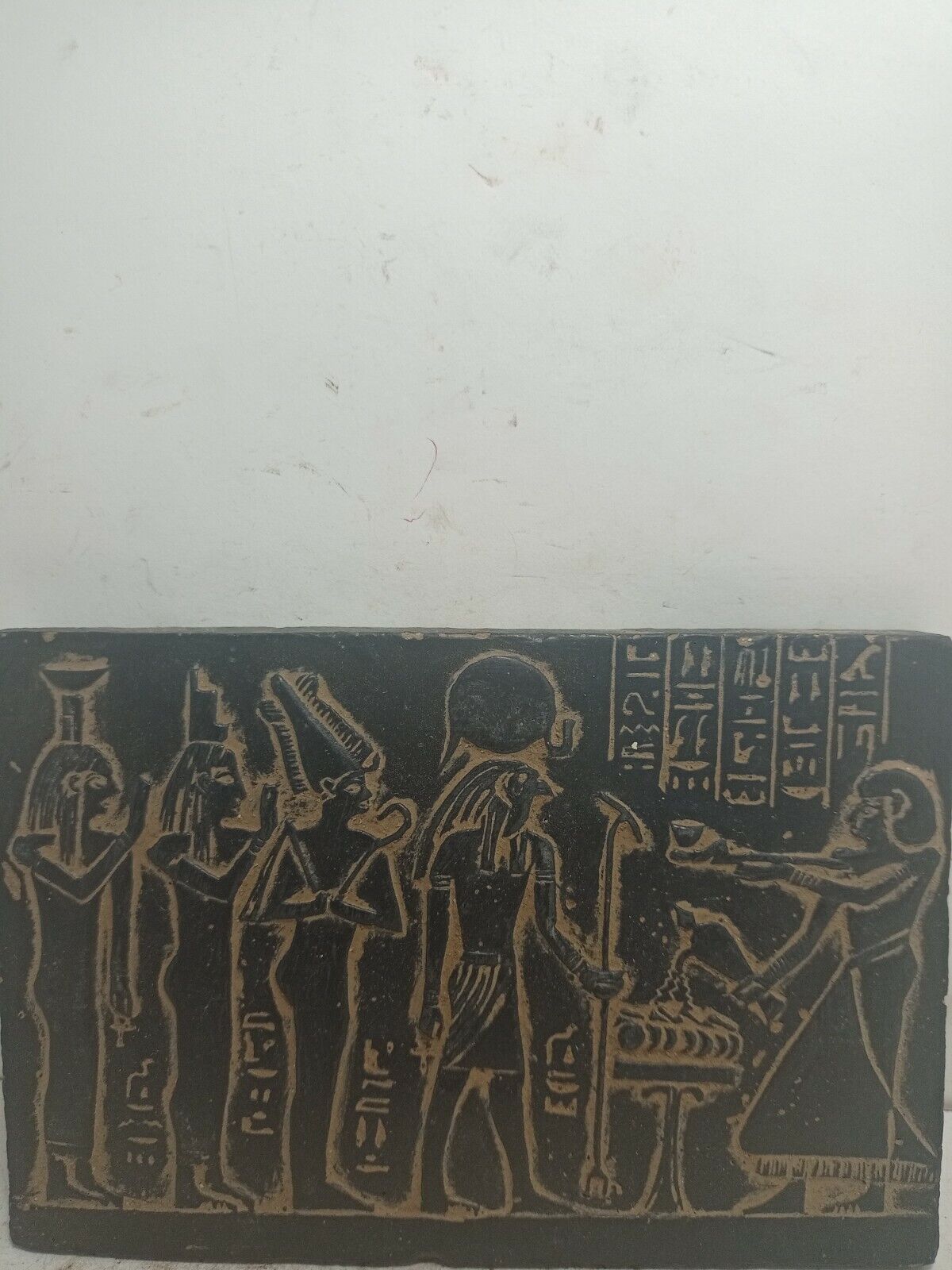 RARE ANTIQUE ANCIENT EGYPTIAN Stela God Isis God Osiris Party Drink 1760-1685 Bc