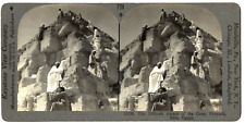 EGYPT ANTIQUE STEREOVIEW THE DIFFICULT ASCENT OF THE GREAT PYRAMID GIZA picture